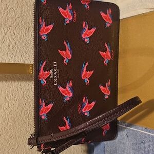Coach "happy bird" wristlet